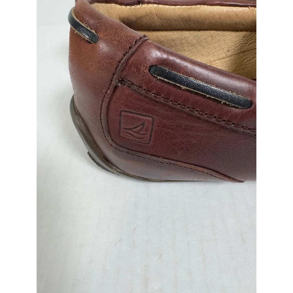Sperry Top-Sider Loafers Men 9.5M Brown Leather Slip-On Moc Toe Preppy Boat Shoe